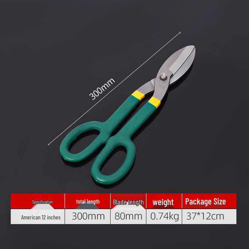 American-German Style Industrial Tin Snips: 10" & 12" for Woodworking & Ceiling