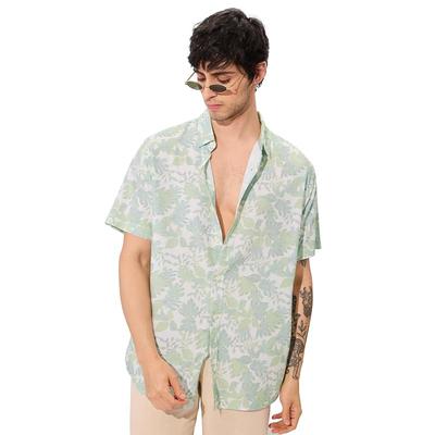 The Souled Store Botany Men and Boys Short Sleeves Collared Neck Button Front All Over Printed Rayon Holiday Shirt