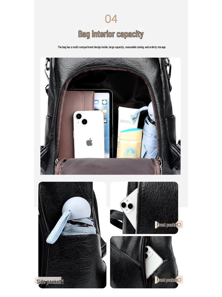 Women's 2025 Fashion Anti-theft Waterproof Leather Backpack - Versatile, Large Capacity for Travel