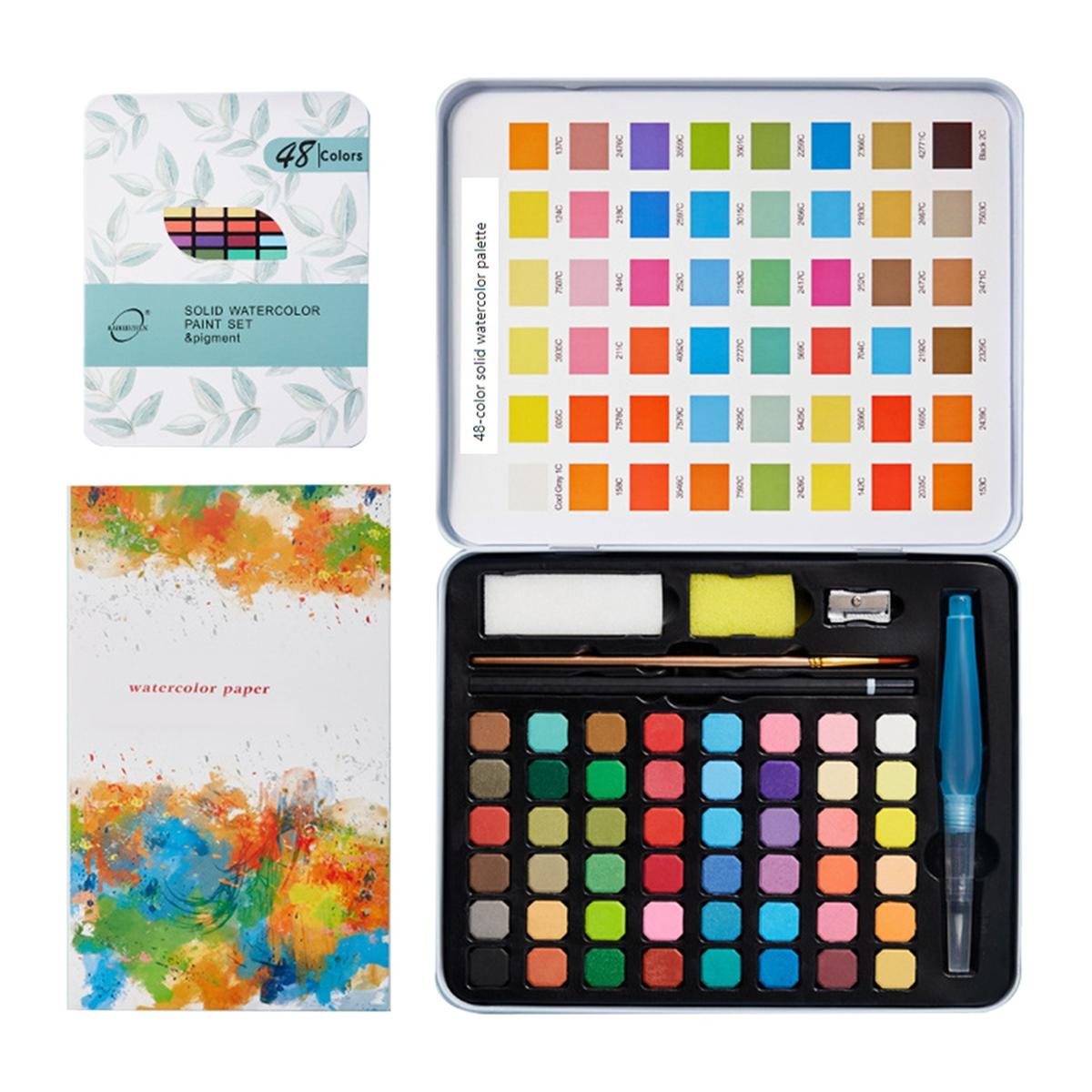 Набор красок акварельных 2025+, Дорожный набор акварельной бумаги и кистей, Палитра для акварельных красок, Портативный мини-набор акварели China Mainland