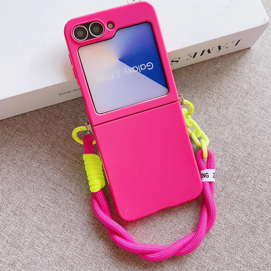 Phone Case For Motorala Moto Razr 40 50 Ultra Cute Candy Solid Protective Cover With Wrist Strap Slim