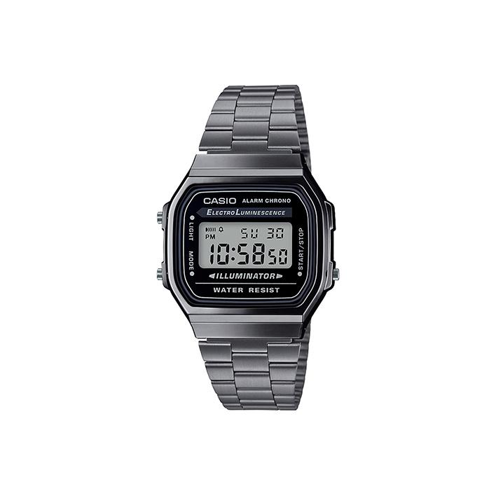 Casio Vintage Series A168 Retro Square Waterproof Quartz Movement Stainless Steel Strap Watch Men watches Black A168WGG-1A Silver Strap