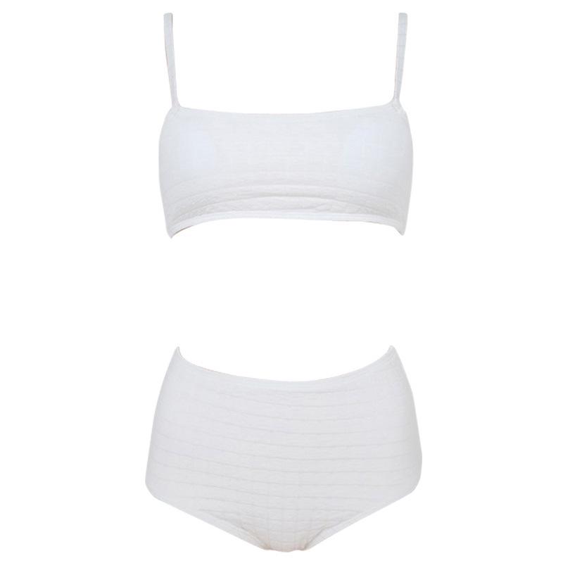 

2025 Женский корейский однотонный купальник бикини - Сексуальный купальник для маленькой груди, Отпуск горячей девушки и Горячий источник XL белый