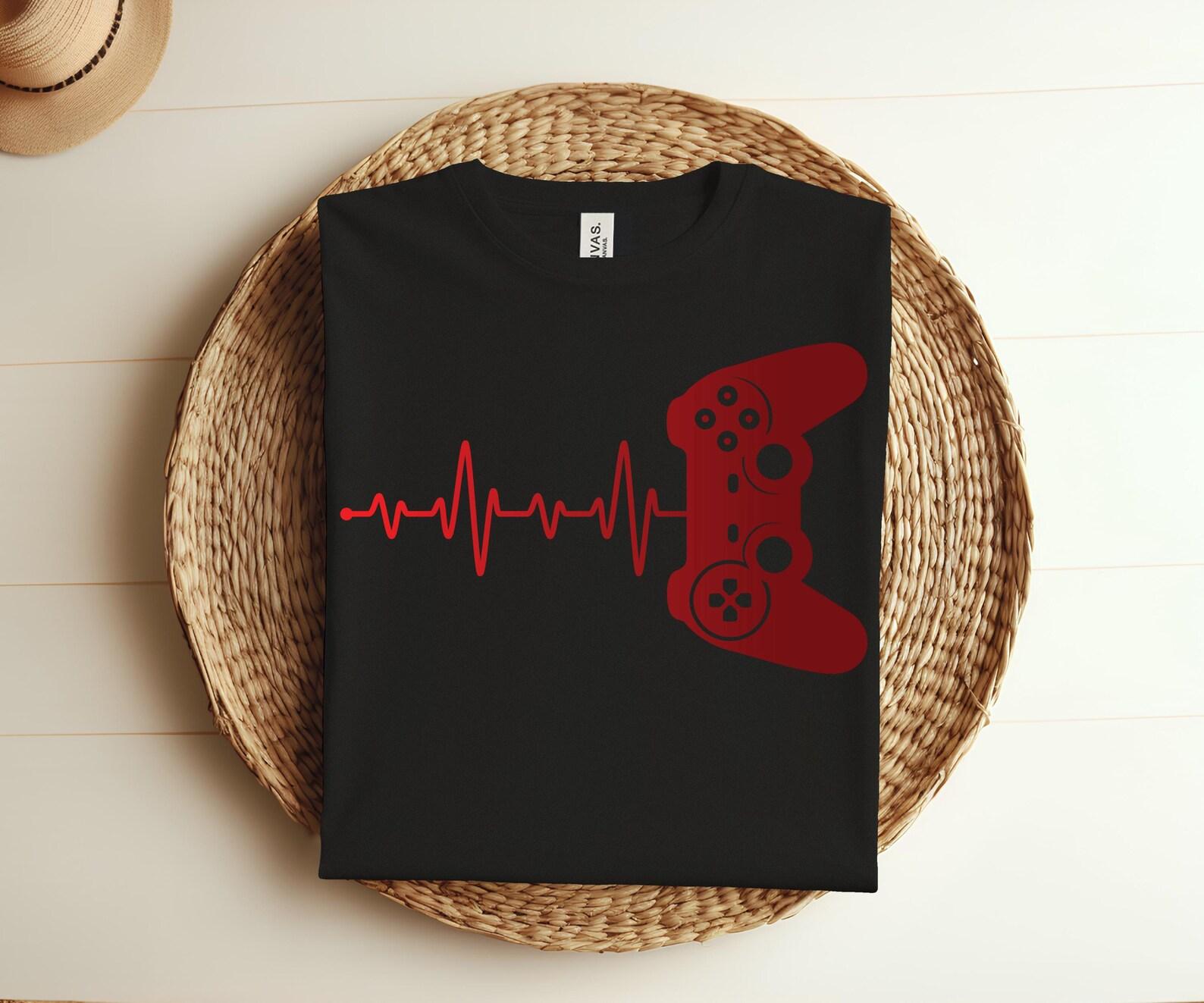 Heartbeat Pulse Gamers Cool Funny Boys Kids Teens T-Shirt, Gamer Shirts Video Gaming TShirt Boys Girl Kids Gift Funny Gamers Shirt, 100