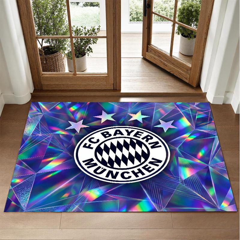 Bayern Munich Design Crystal Velvet Rug Soft Decorative Mat for Bedroom Entrance