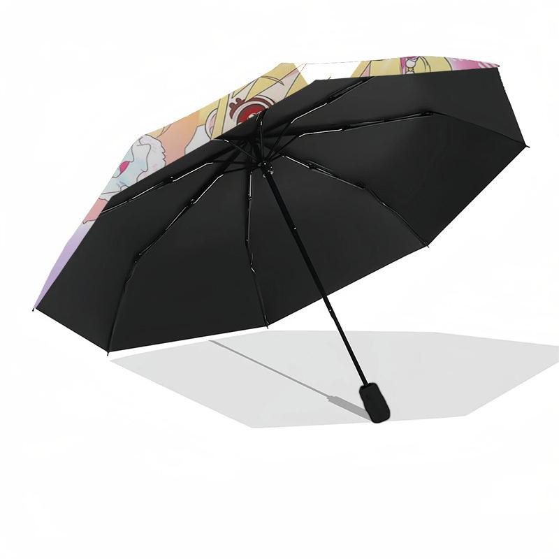 1pc Loving Rain: Cute Anime Girl Outdoor Umbrella - Automatic Opening & Closing, Portable 3-Fold Design with 8 Iron Ribs - Perfect Gift for Fans, Trav