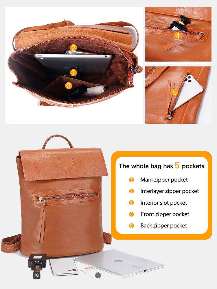 Женский ретро-рюкзак из коровьей кожи Zency — фото 6