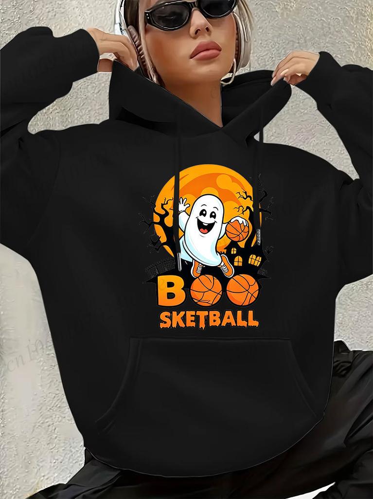 Pastel Halloween Rainbow Ghost Print Hoodie for Women THE BOO CREW Halloween Family Matching Outfits Pumpkin Graphic Sweatshirt