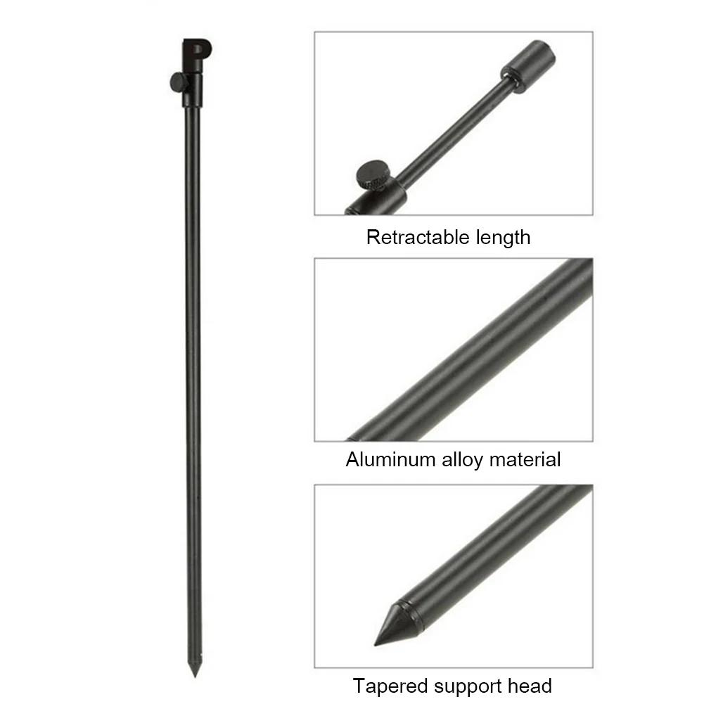 1 bucă bancă de pescuit stick crap pescuit mușcătură alarmă prelungire tijă țintă reglabilă din aluminiu negru tijă suport dispozitiv de pescuit