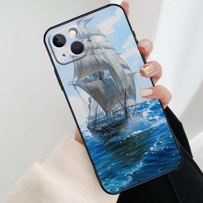 Sailing Pirate Ship Boat Phone Case For iPhone 17 Pro Max 16 15 11 13 12 14 Pro Max mini 15 16 Plus 16e 17 Air Cover