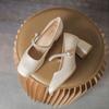 High heels women's 2025 new spring and autumn Hong Kong style with skirt cheongsam retro medium thick heel single shoes French Mary Jane women's shoes