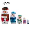 Matryoshka Wooden Snowman Doll Set Cartoon Home Decoration Christmas Toy Gifts