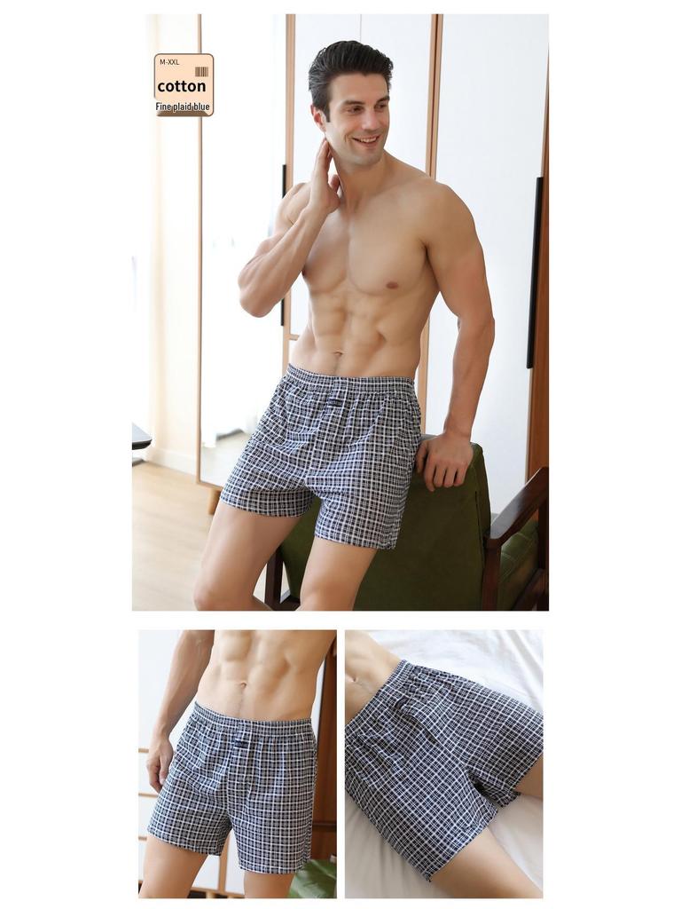 Men's High Waist Cotton Boxer Shorts - Loose Fit Sleep & Home Pants, Plus Size, Lightweight Four-Corner Design