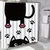 1pc Kitten paw print shower curtain - made of polyester, machine washable, suitable for bathroom decor.