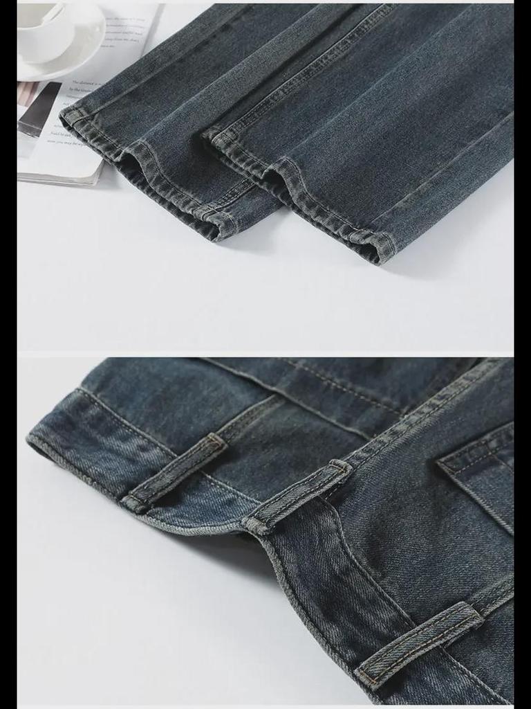 Cement Gray High Waist Wide Leg Jeans for Pear-Shaped Women