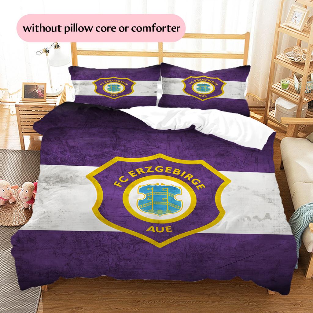 FC Erzgebirge Aue Pattern Bedding Quilt Set Home Decoration Gift (1 * Duvet Cover + 2 * Pillowcase Without Core)