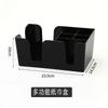 Black Cup Holder with Straw Dispenser and Tissue Box for Bar, Milk Tea Shop and Cafe