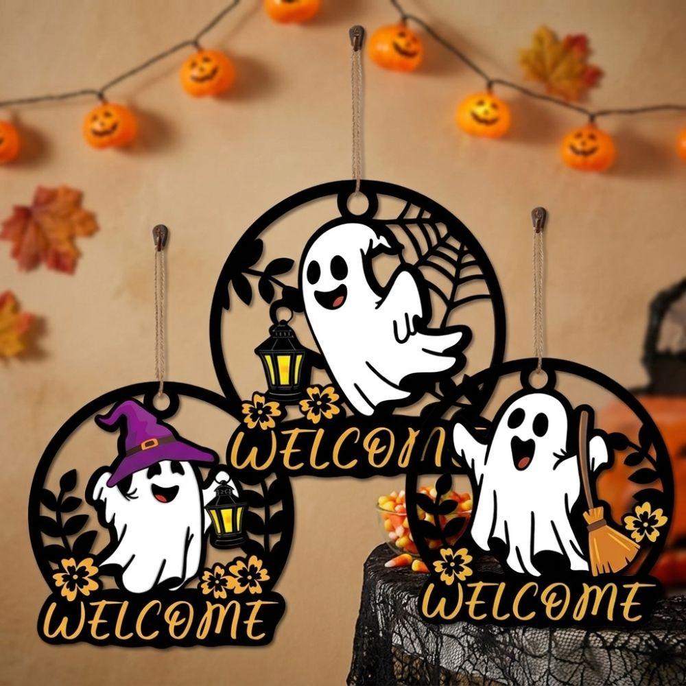 Hollow Out Halloween Ghost Door Hanger Cartoon Halloween Front Door Decor  Holiday Party
