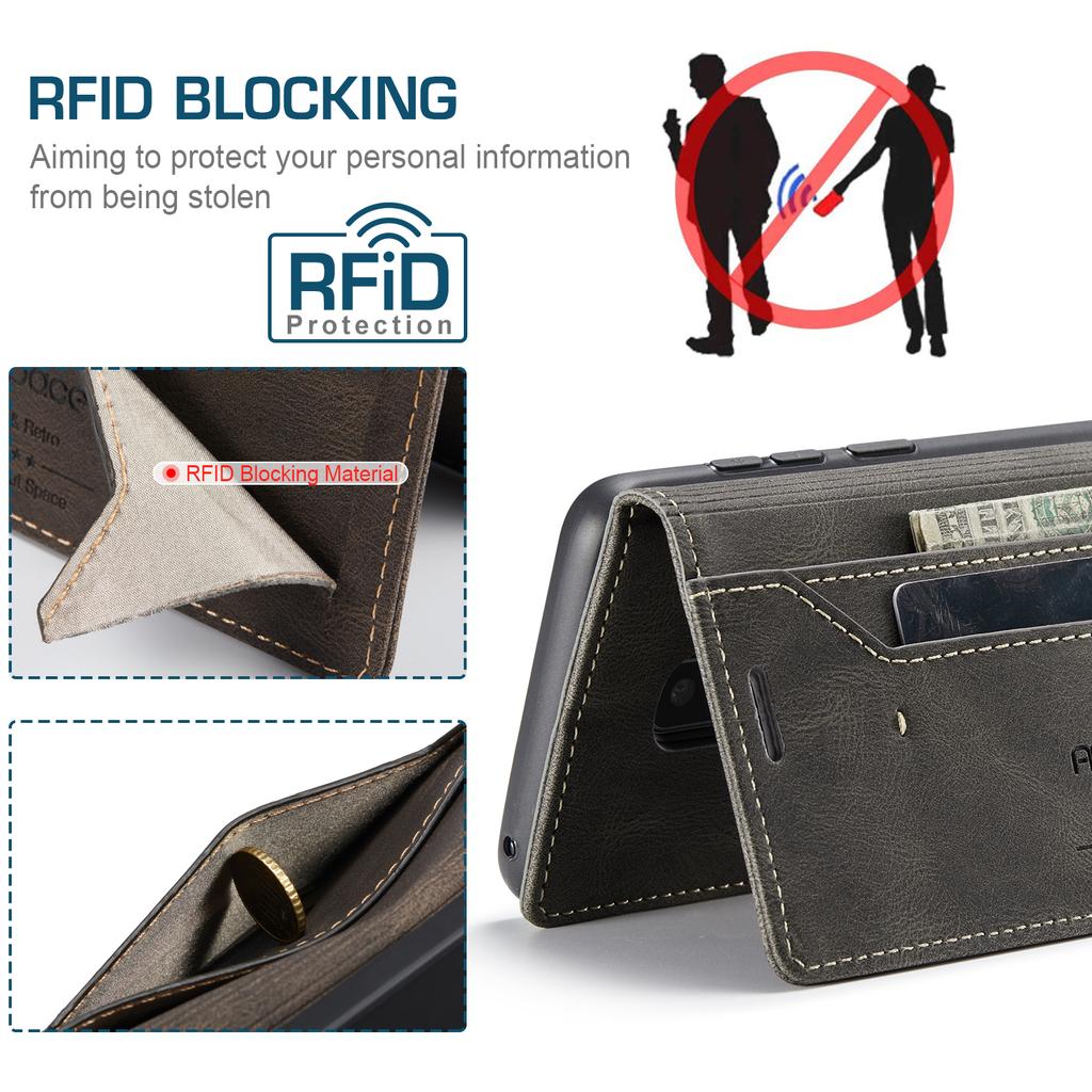 כיסוי ארנק עור וינטג' פרימיום לסמסונג גלקסי S9 / S9+ / S9 פלוס - כיסוי נפתח עם חריצים לכרטיסים, סגנון רטרו עמיד בזעזועים (4 צבעים)