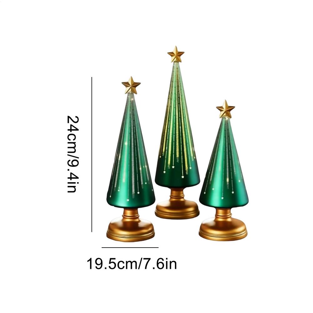 Table Top Christmas Tree 3 Pieces Christmas Figurines Resin Star Topper Tree Figurine For Indoor Winter Holiday Party Room