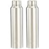 Stainless Steel Water Bottle (Pack of 2) | BIS-Approved | 900ml (Silver Steel Finish)