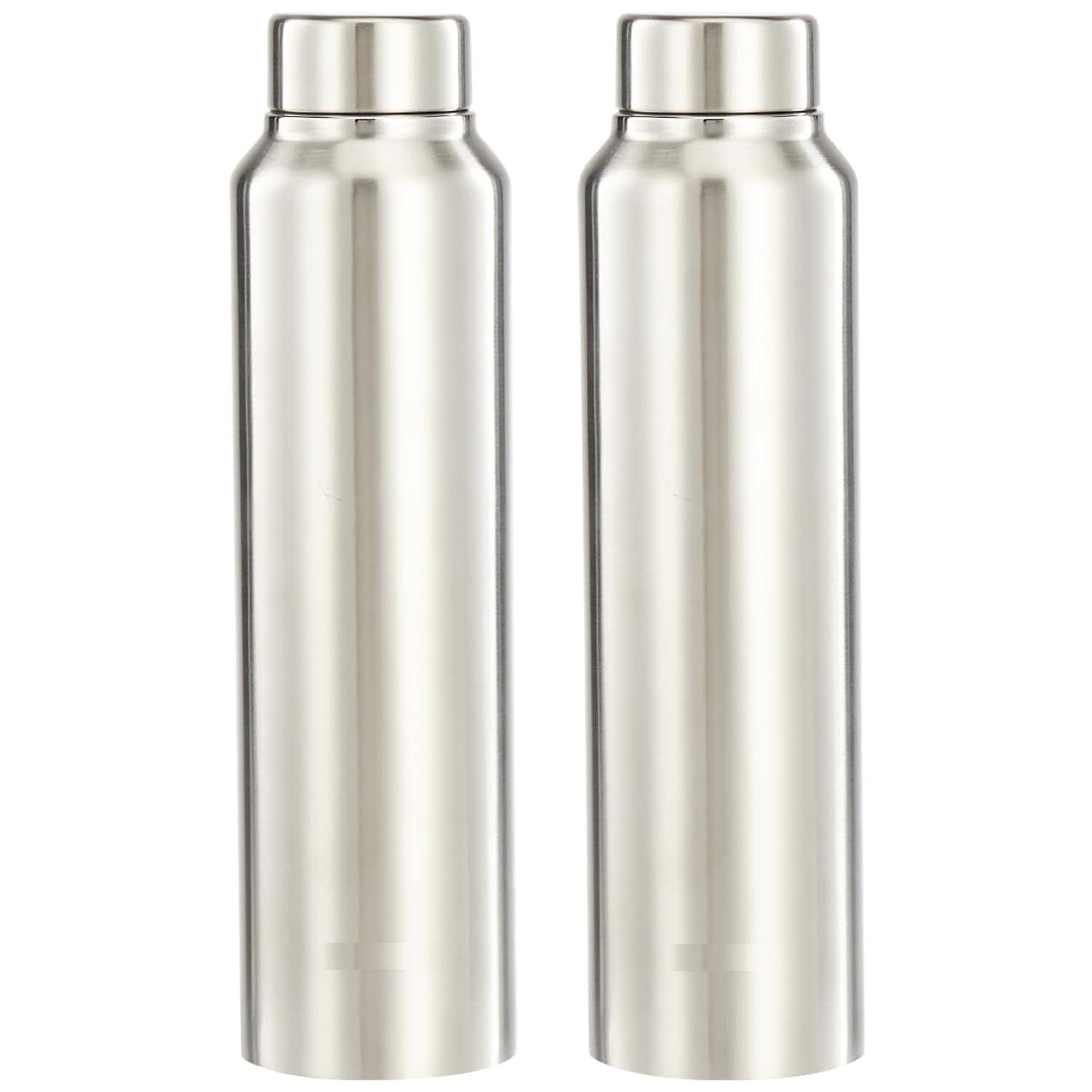 

Бутылка для воды из нержавеющей стали (Упаковка из 2 шт.) | Одобрено BIS | 900 мл (Отделка из серебристой стали) серебряный