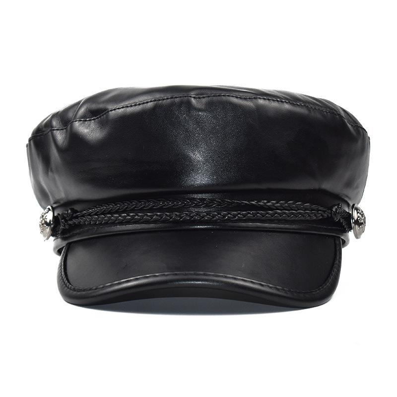 Navy hat temu military hat belt beret fashion cap PU octagonal hat flat top cap British hat