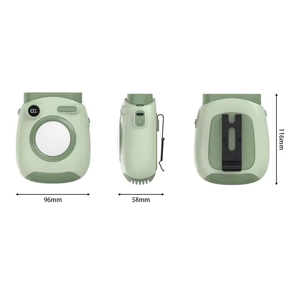 Hebron 6000mAh Portable Waist Clip Fan Rechargeable Mini Belt Fan with 4 Speeds for Outdoor Work & Travel USB зелёный
