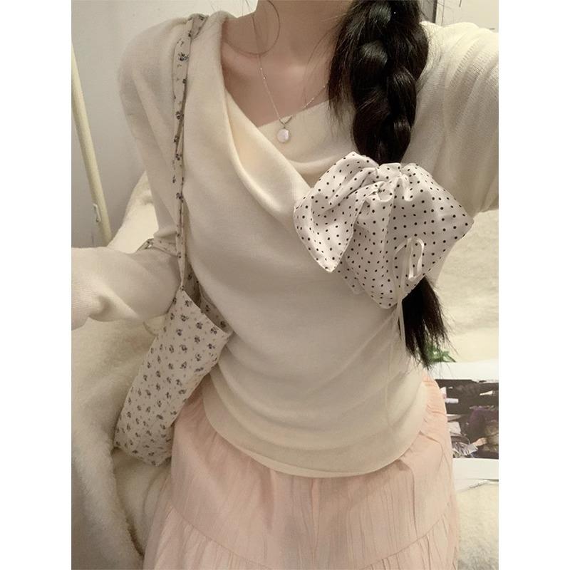 

Чистое желание свитер с косым плечом и открытой ключицей женский с длинным рукавом ранняя осень светло-голубой белый горячая девушка плиссированный облегающий низ топ One Size