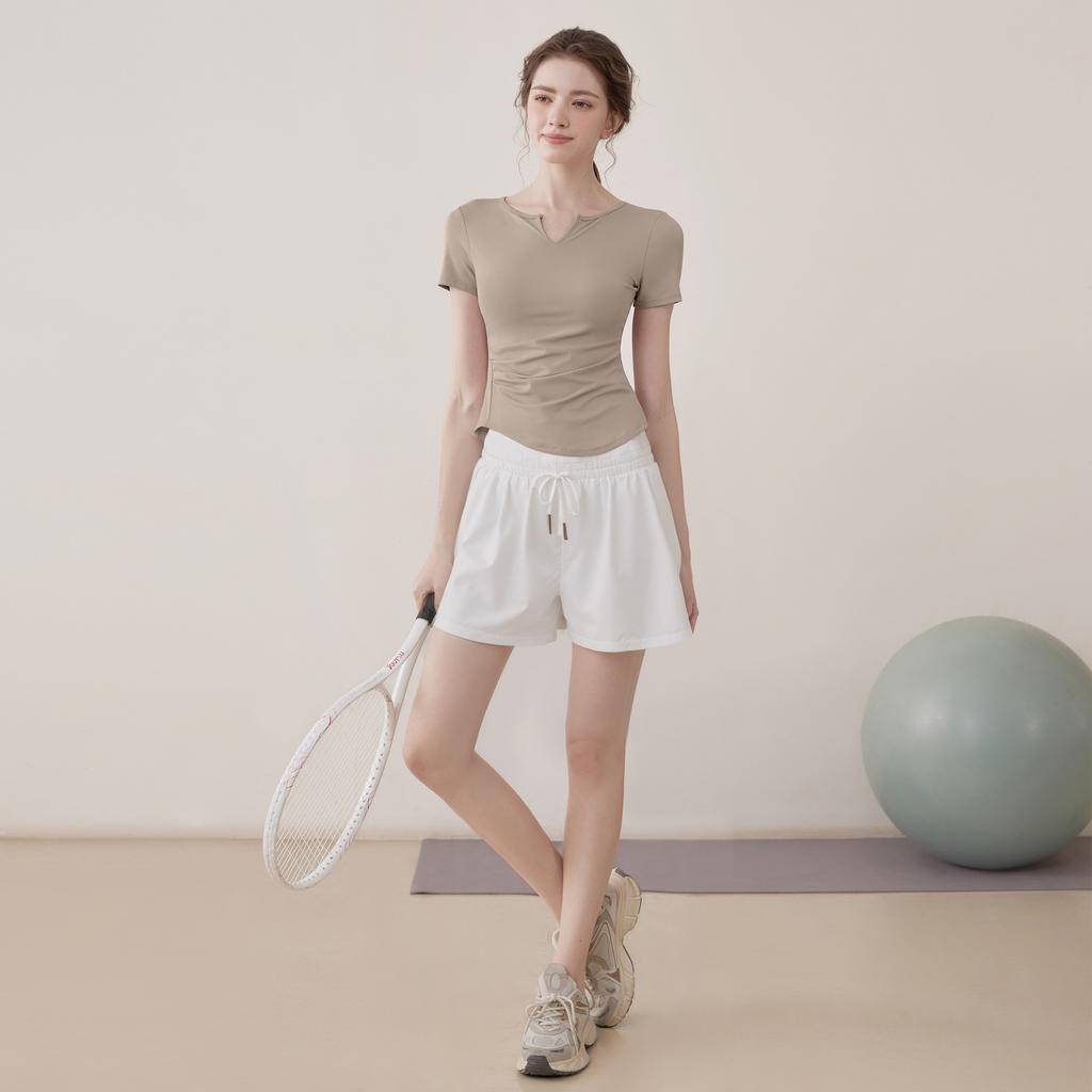 Yoga clothes women's 1011 new summer short-sleeved running thin sports top Pilates training fitness clothes set