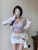 #Summer sweet small fresh floral pure desire vest short top girl V-neck lace splicing small