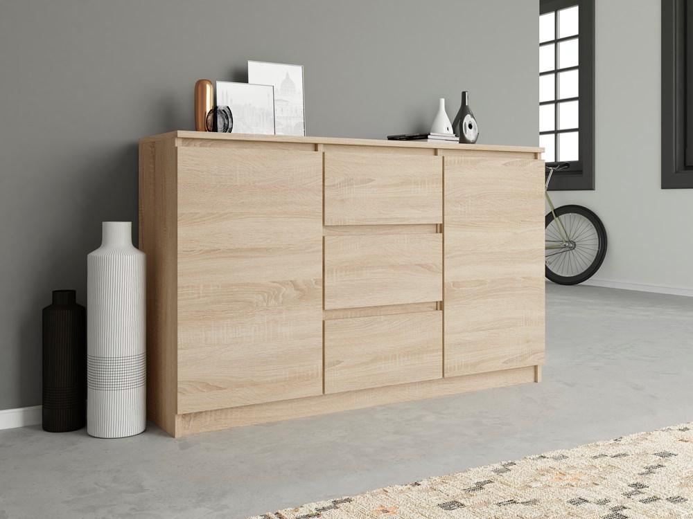 Chest Of Drawers 2D3S 120Cm Sonoma Oak Doors Living Room