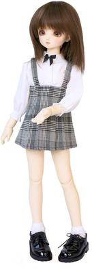 SDM Compatible Jumper Skirt with Black White White Socks Black and White Check British Glen Check Jeans Skirt 40cm Doll BJD Doll Clothes [Petite