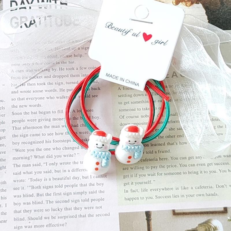 Santa Claus Christmas Tree Hair Ties - Elastic Rubber Bands for Kids