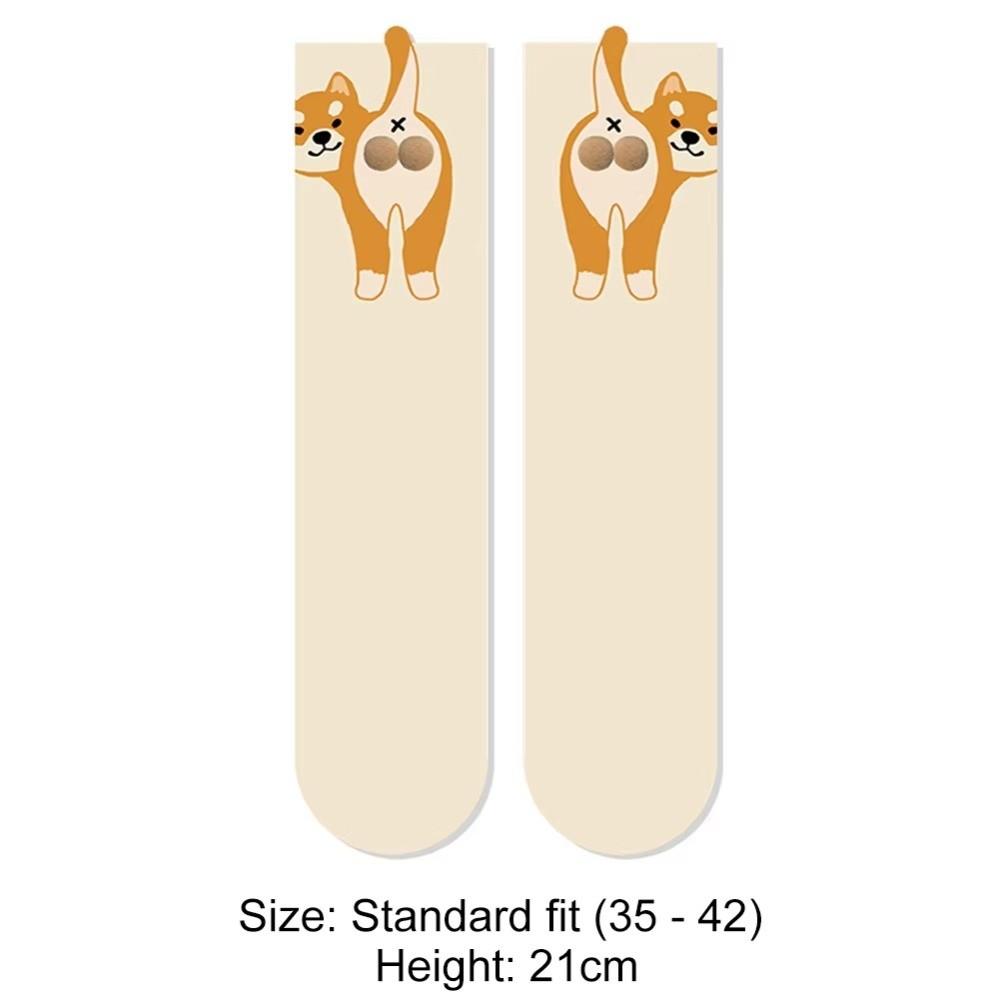 Chaussettes mi-mollet absorbant la transpiration Chaussettes pour couples Chat Œuf Chaussettes en coton confortables