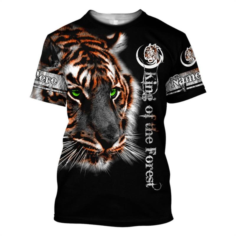 New Tiger Print T Shirt For Men 3D Printed Short Sleeve Tops Tees Trend Personality Streetwear Graphic T-shirt Quality Tshirt