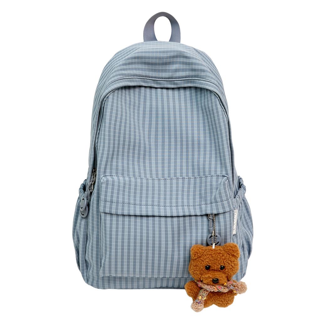 Schoolbag Japanese simple schoolbag female ins niche college student corduroy solid color simple backpack junior high school backpack