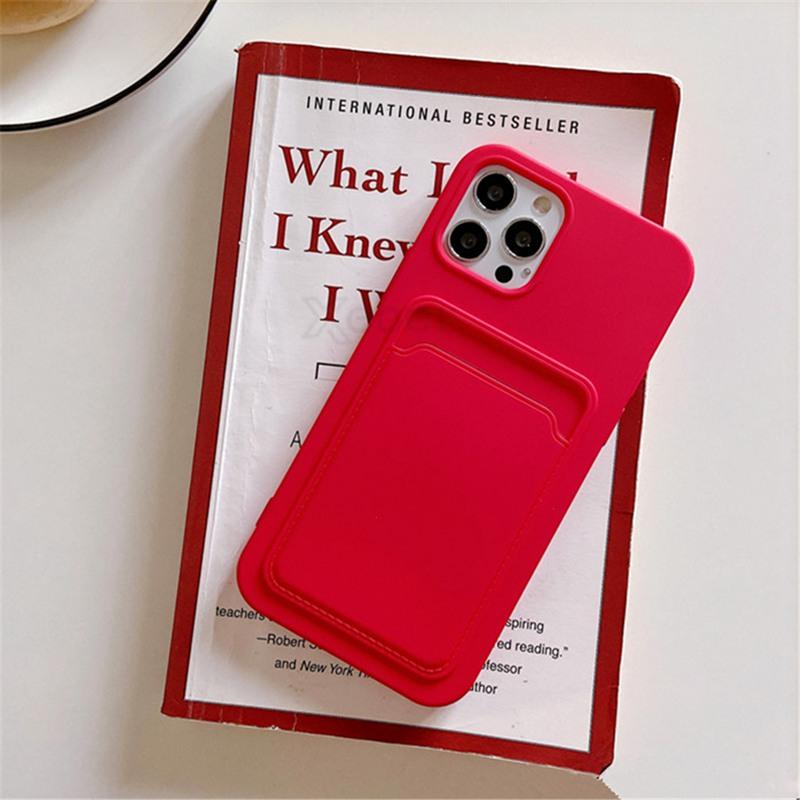 

Мягкий силиконовый чехол для телефона для iPhone 13 Pro Max 12 11 слотов для карт, карманный кошелек, задняя крышка для Samsung S21 A32 Xiaomi Poco M3 Pro Redmi 9T For iPhone 11 красный