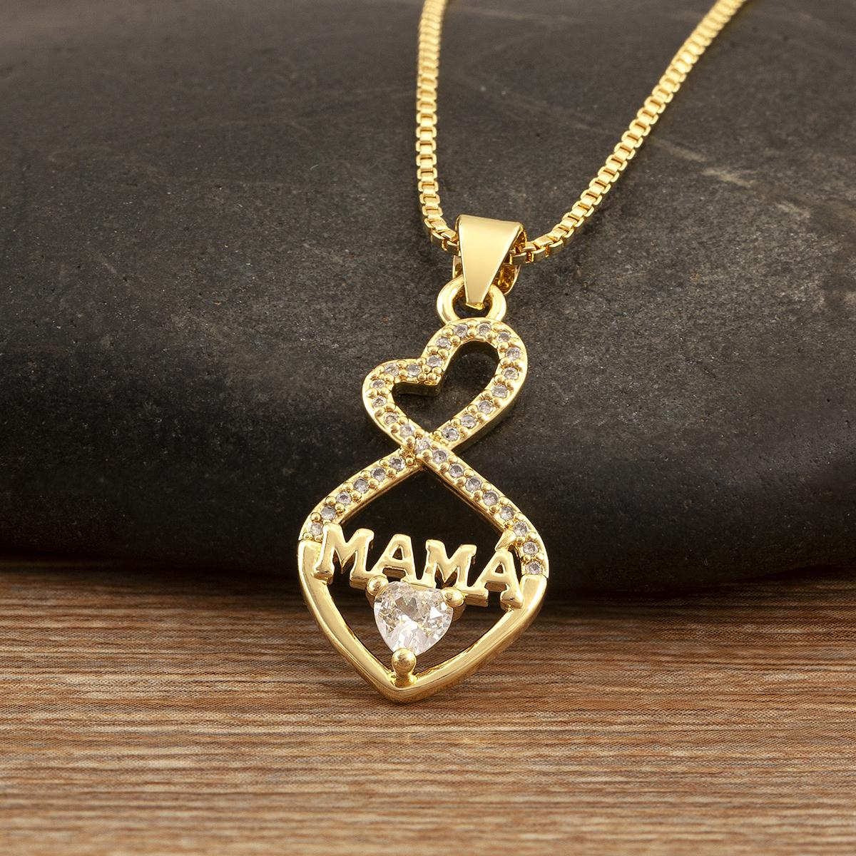 

Nidin European And American Fashion MoM/MaMa/Small Foot Pendant Necklaces For Women Female Love Heart Jewelry Mother s Day Gifts