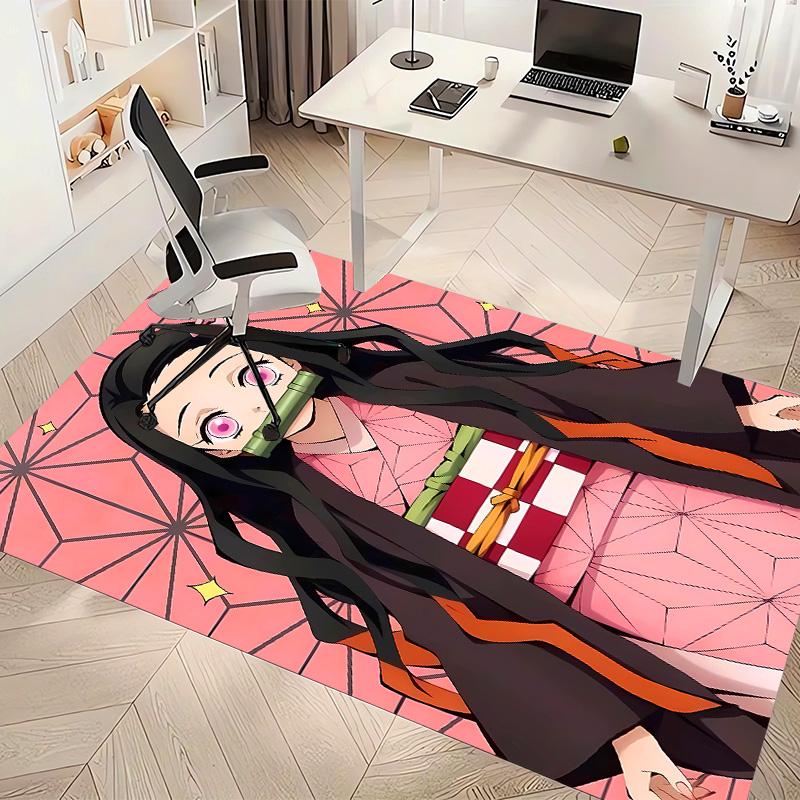 Demon Slayer Nezuko Printed Absorbent Washable Carpet, Non-Slip Bathroom Mats, Kitchen Rugs, Yoga Mat,Living Room Entrance, Camping Picnic Rugs