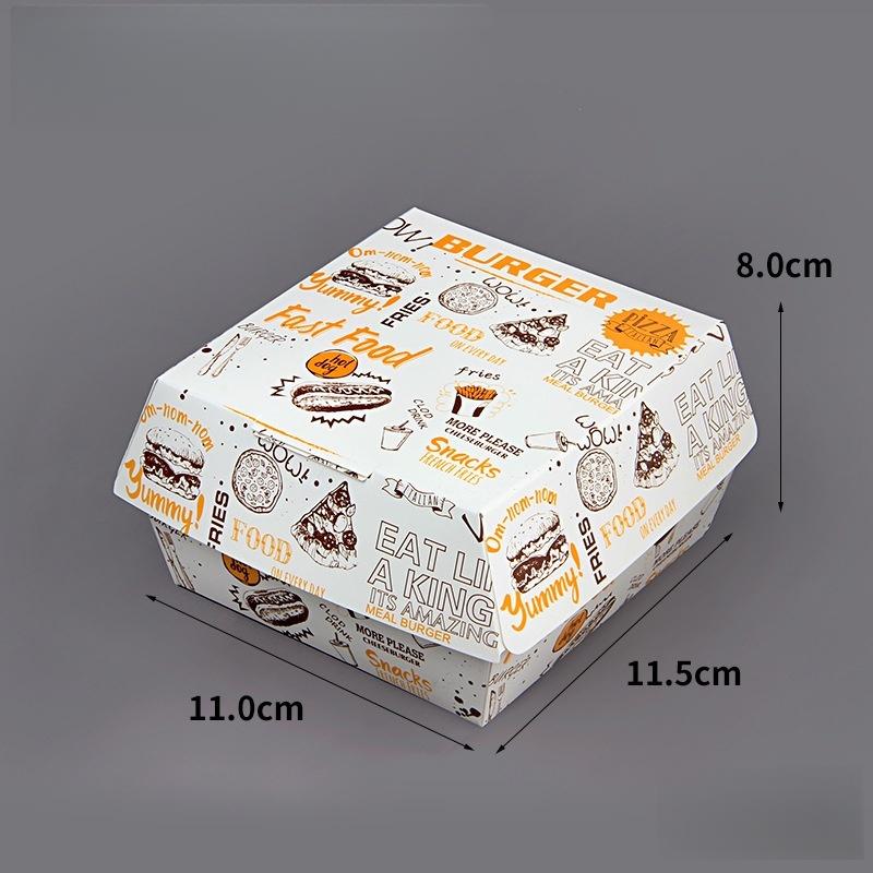 50/100 ks Zesílená a mastnotě odolná krabička na balení burgerů Jednorázová krabička na burger Potravinářské krabičky na rychlé občerstvení s sebou