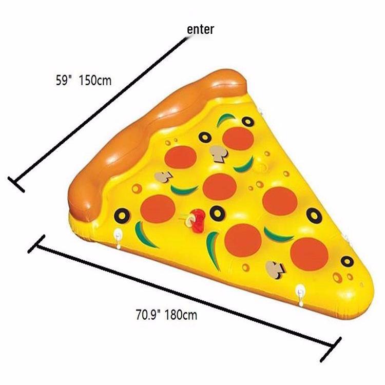 Inflatable Pizza Float Adult Swim Ring - Large, Thickened PVC, Foldable Floating Bed 180x150cm жёлтый