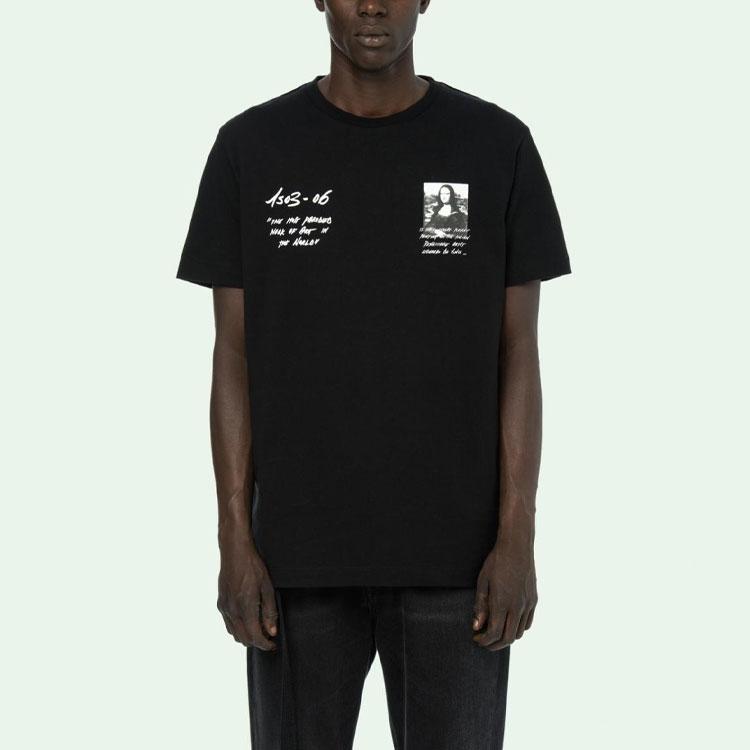 Off-White Mona Lisa Serie SS19 Rundhals Kurzarm T-Shirt Herren Oberteile Schwarz OMAA027S191850051020