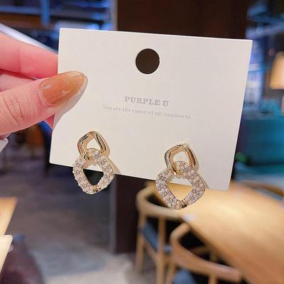 Koreanische S925 Silbernadel Geometrische Ohrringe mit Diamanten & Perlen - Prominenten-unterstützter High-End-Stil