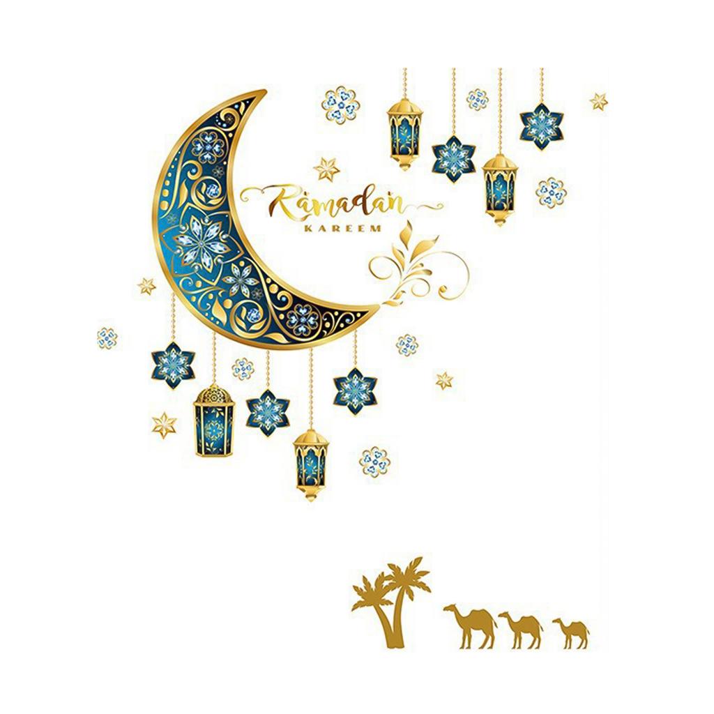 Ramadan Wall Stickers Moon Star Lantern DIY Wall Decal Ramadan Decoration For Home Decor Islamic Muslim Mural Eid Mubarak