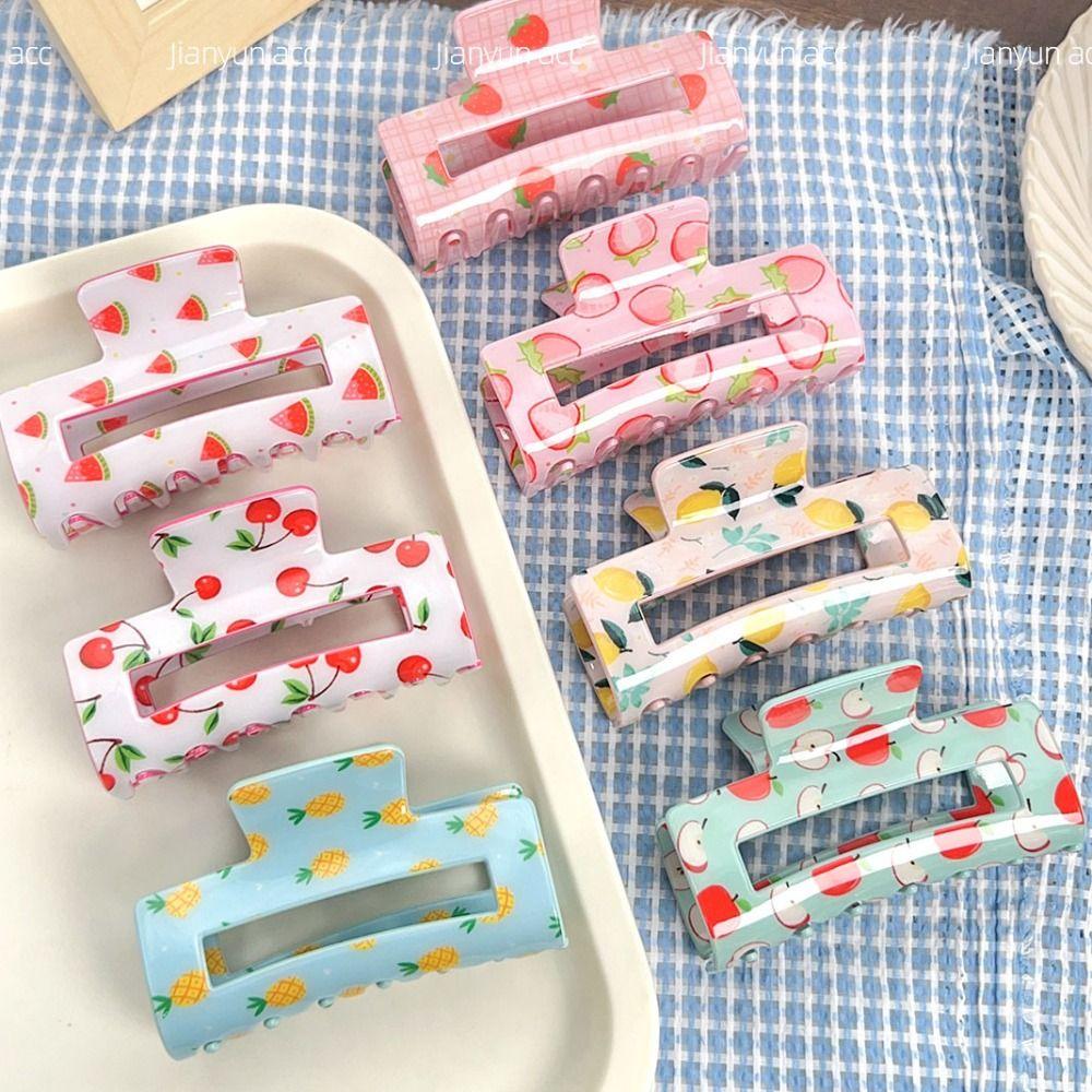 Cherry/Watermelon Fruit Series Crab Clip Hollow Acetic Acid Shark Clip  Lady/Girls