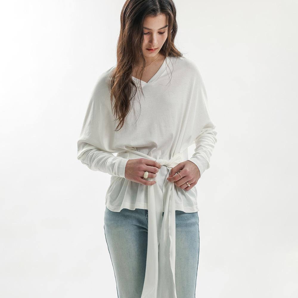 WEDNESDAY DELIGHT Wd_Soft Drape V-Neck Top_White