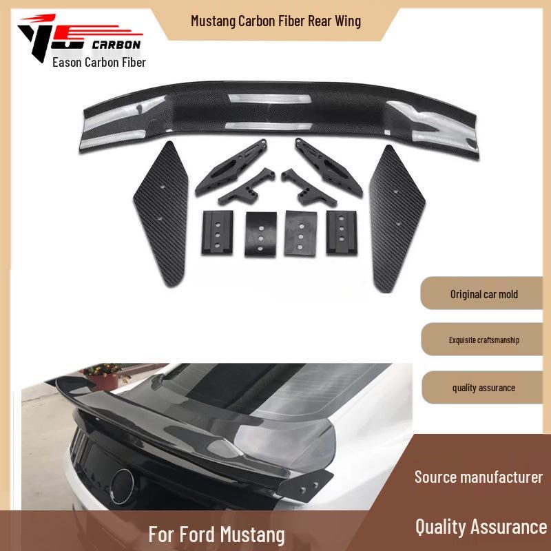 Mustang 2015-2020 Carbon Fiber Rear Spoiler Lip & Diffuser Yes чёрный