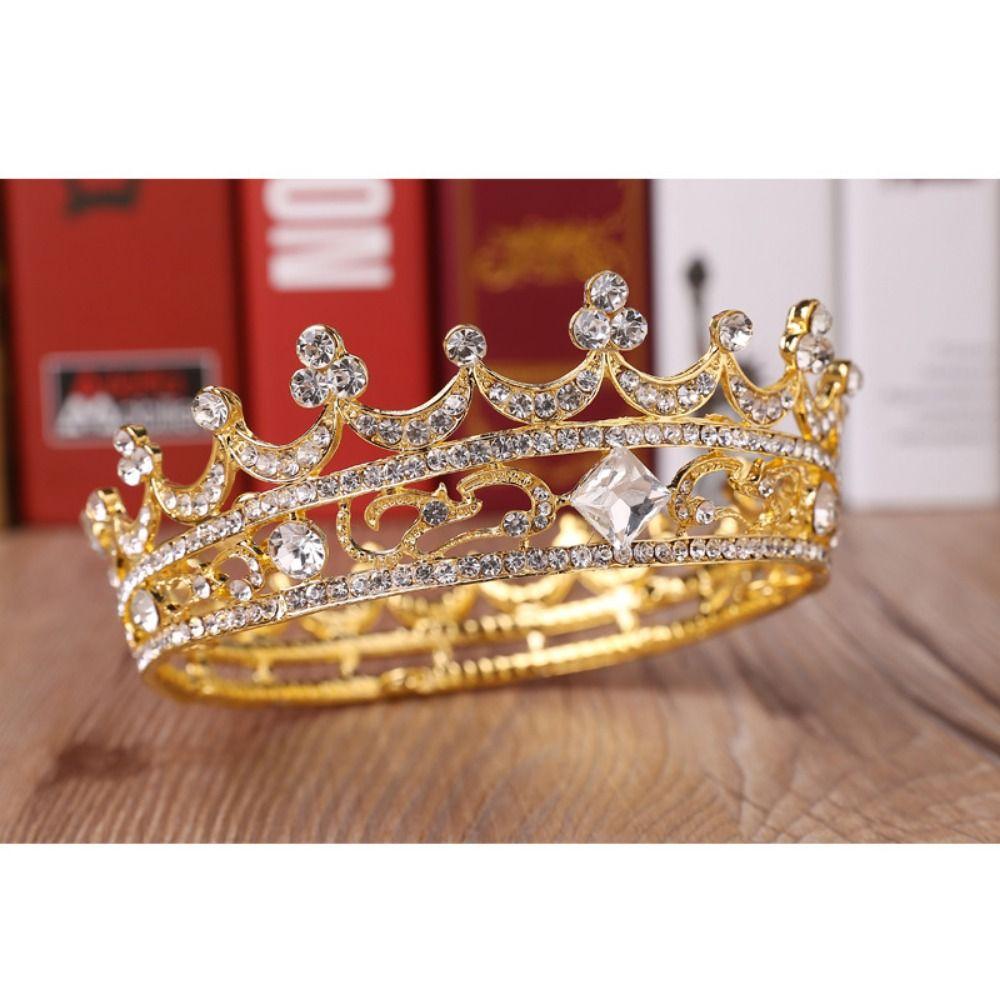 Crystal Baroque Crown Sparky Round Crown for Women High-quality Crystal Bridal Tiara  Prom Night