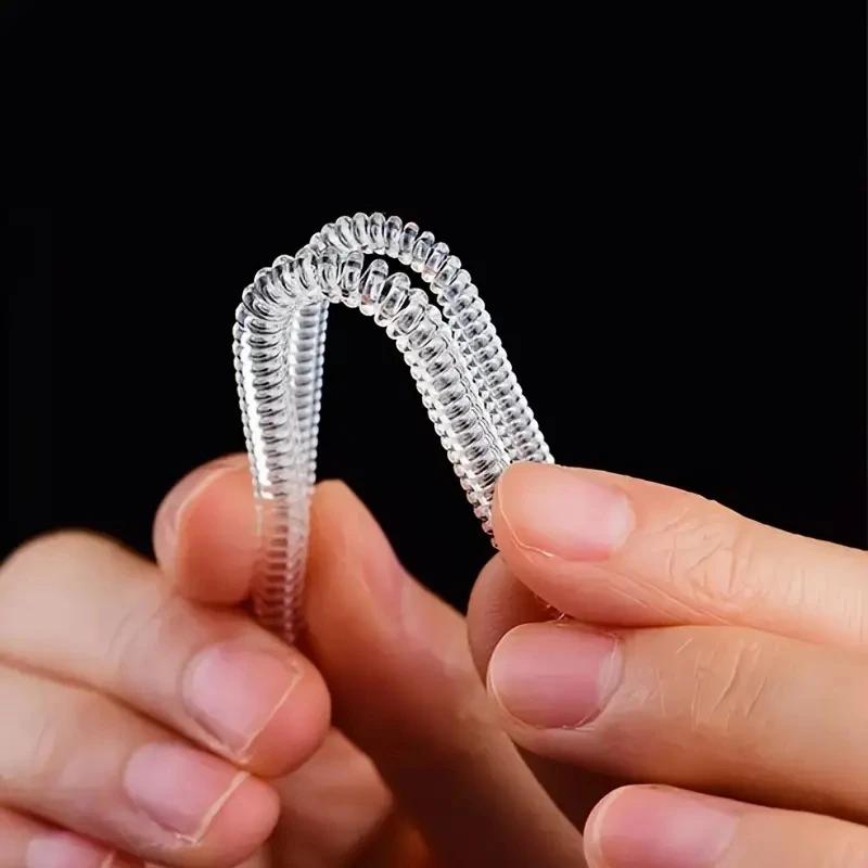 4pcs/Set Spiral Invisible Ring Size Reducer Tools Spring Based Rings Adjust Transparent Tightener Resizing Tool Jewelry Guard